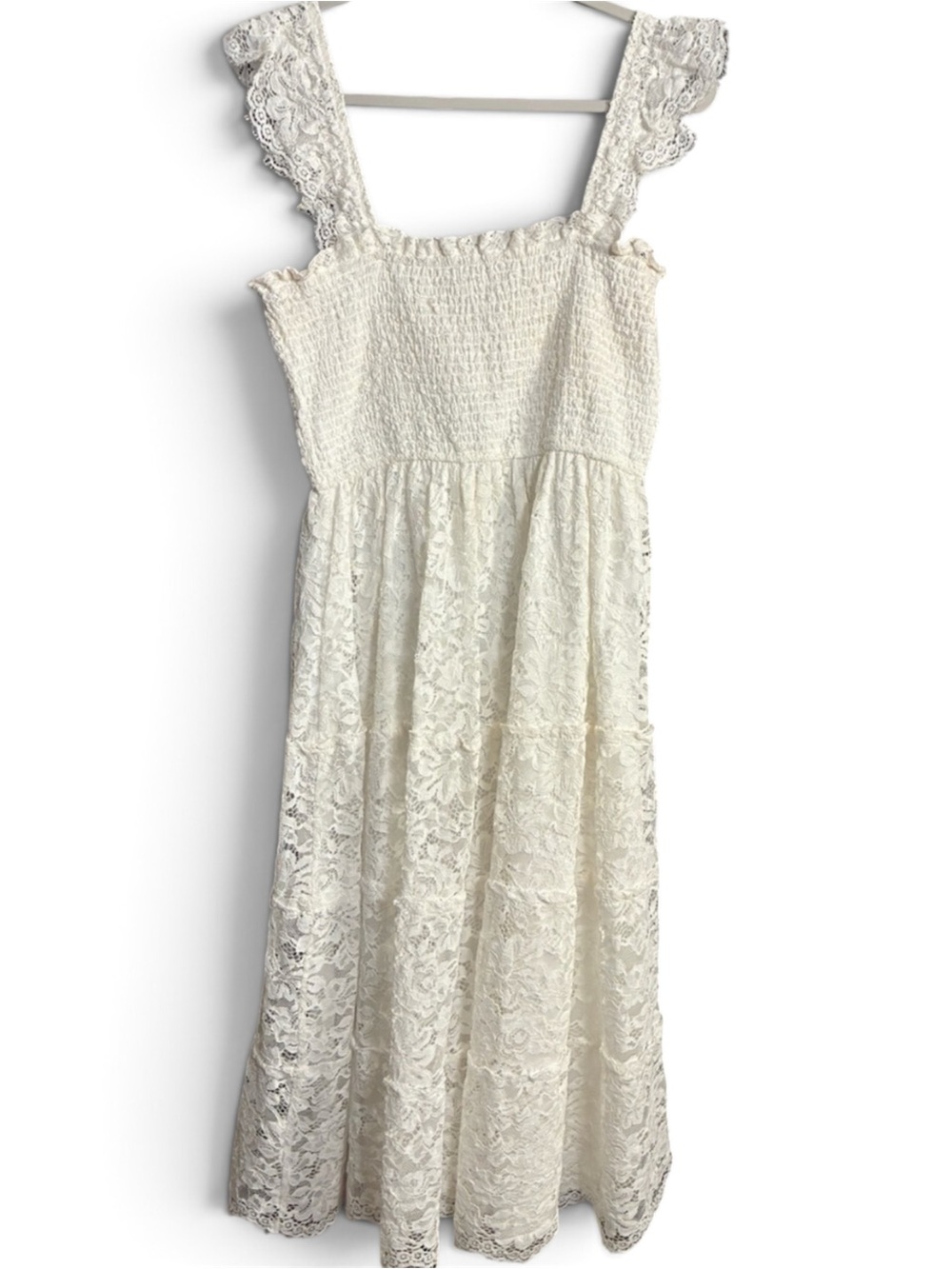 ARULA Ivory Lace Maxi Dress with Ruffled Lace Straps Size A = 1X 16/18